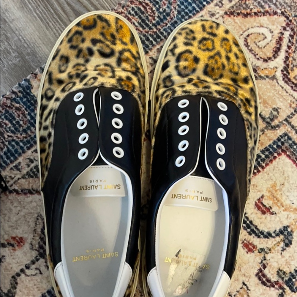 SAINT LAURENT CHEETAH PRINT SNEAKERS - Picture 1 of 3